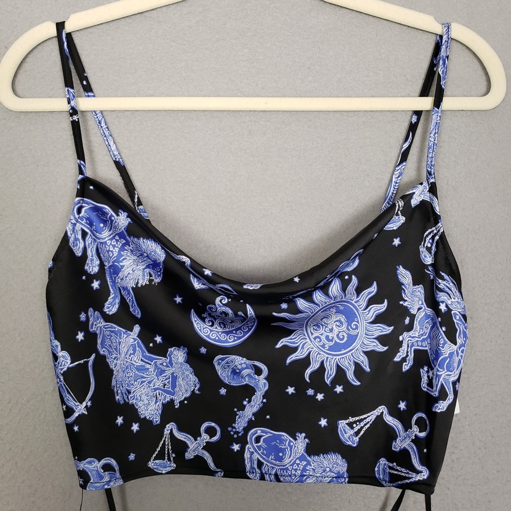 Forever 21‎ Zodiac Crop Top Black Blue Celestial Festival Witchy Rave Size S NWT
